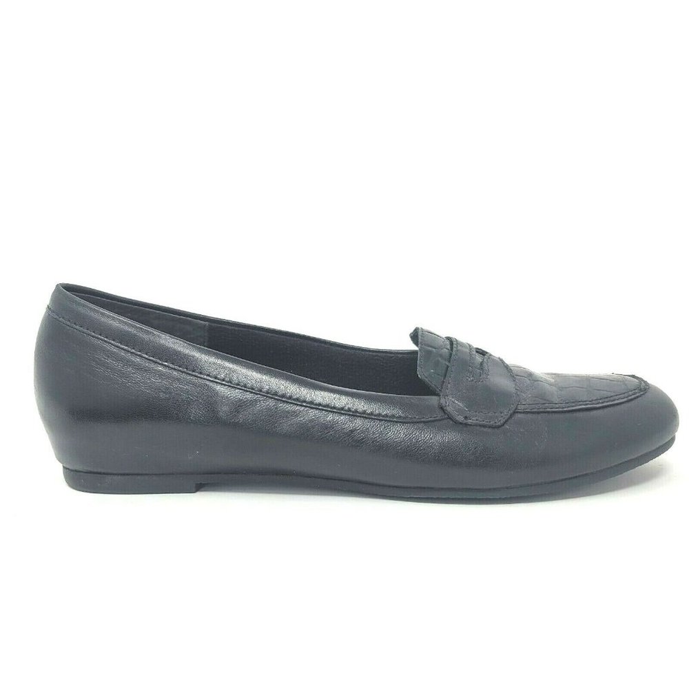 MUNRO Black Leather Slip On Penny Loafers Shoes size 10.5 N